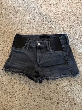 Joe's Jeans Black Frayed Hem Maternity Denim Shorts